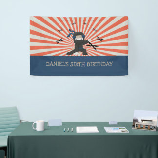 かわいい忍者ウォリアー子供の誕生日パーティー 横断幕