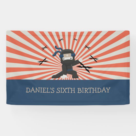 かわいい忍者ウォリアー子供の誕生日パーティー 横断幕 (横)