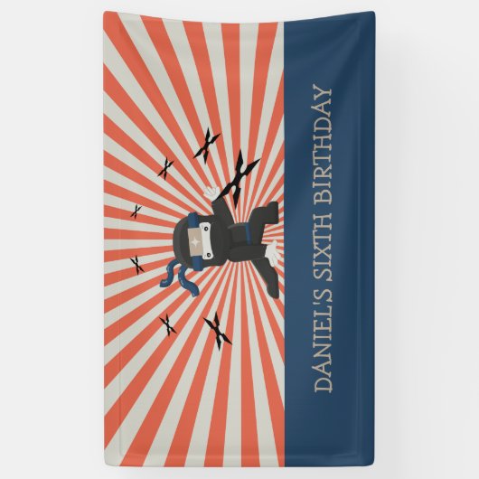 かわいい忍者ウォリアー子供の誕生日パーティー 横断幕 (縦)