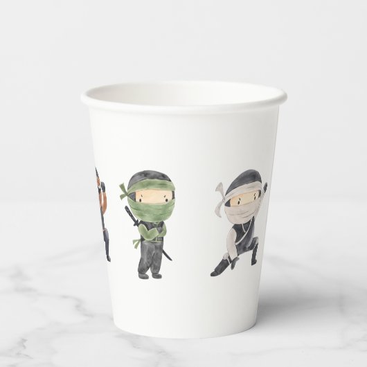 かわいい忍者ウォリアー子供の誕生日パーティー 紙コップ (裏面)