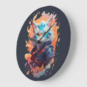 かわいい忍者キャットウォリアーデザイン ラージ壁時計 (傾斜)