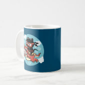かわいい忍者ネコ赤いドラゴンに乗る コーヒーマグカップ (正面左)