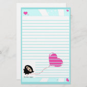 かわいい忍者ハートバルーン文房具 便箋 (正面/裏面)