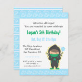 かわいい忍者ボーイ子供の誕生日パーティの招待状 招待状 (正面/裏面)