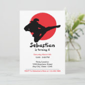 かわいい忍者レッド&ブラック誕生日 招待状 (スタンド正面)