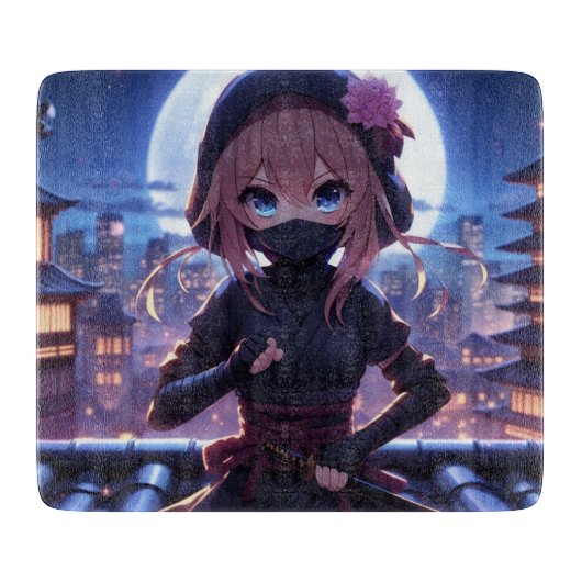 かわいい忍者戦士の女の子 カッティングボード (正面)