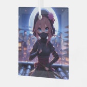 かわいい忍者戦士の女の子 ガラスオーナメント (正面左)