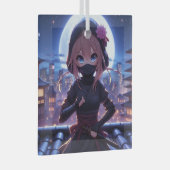 かわいい忍者戦士の女の子 ガラスオーナメント (正面右)