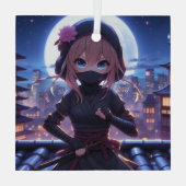 かわいい忍者戦士の女の子 ガラスオーナメント (裏面)