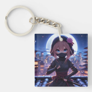 かわいい忍者戦士の女の子 キーホルダー