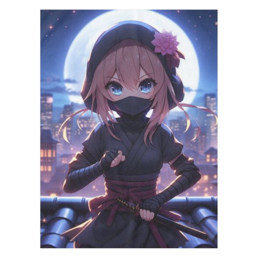 かわいい忍者戦士の女の子 テーブルクロス (正面)