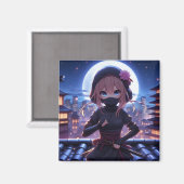 かわいい忍者戦士の女の子 マグネット (正面/裏面)