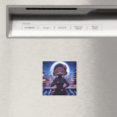かわいい忍者戦士の女の子 マグネット (インサイチュ (食洗機))