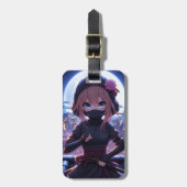 かわいい忍者戦士の女の子 ラゲッジタグ (正面縦)