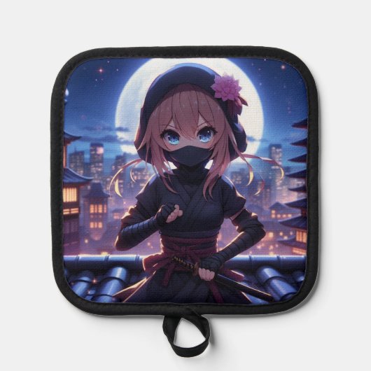 かわいい忍者戦士の女の子 鍋敷き (正面)