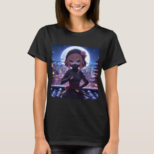 かわいい忍者戦士の女の子 Tシャツ (正面)