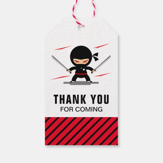 かわいい忍者戦士の子供の誕生日パーティーの景品 ギフトタグ (裏面)