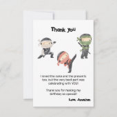 かわいい忍者戦士の子供の誕生日パーティー サンキューカード (正面)