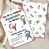 かわいい忍者戦士の子供の誕生日パーティー 招待状