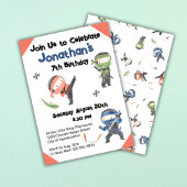 かわいい忍者戦士の子供の誕生日パーティー 招待状