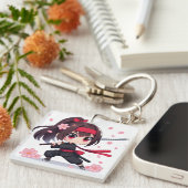 かわいい忍者戦士の花の女の子 キーホルダー (正面右)