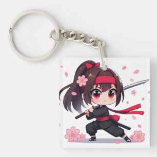 かわいい忍者戦士の花の女の子 キーホルダー