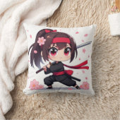 かわいい忍者戦士の花の女の子 クッション (ブランケット)