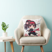 かわいい忍者戦士の花の女の子 クッション (椅子)