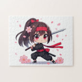 かわいい忍者戦士の花の女の子 ジグソーパズル (横)