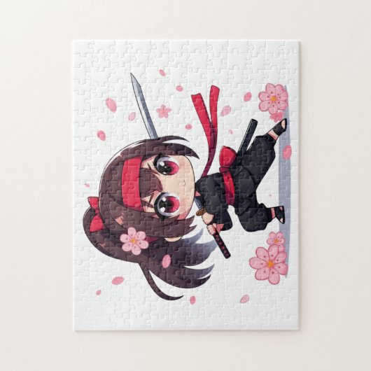 かわいい忍者戦士の花の女の子 ジグソーパズル (縦)