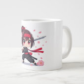 かわいい忍者戦士の花の女の子 ジャンボコーヒーマグカップ (正面右)