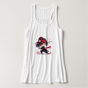 かわいい忍者戦士の花の女の子 タンクトップ
