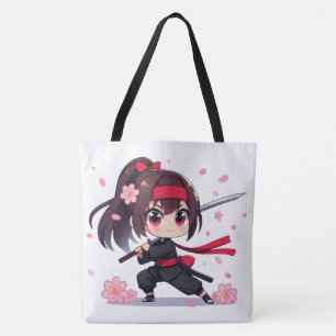 かわいい忍者戦士の花の女の子 トートバッグ