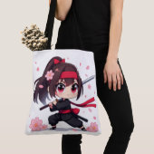 かわいい忍者戦士の花の女の子 トートバッグ (クローズアップ)