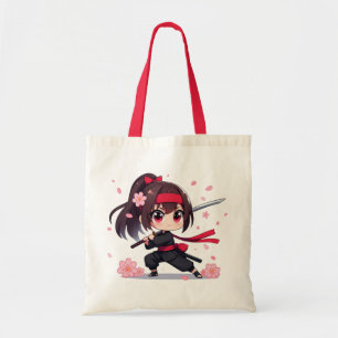 かわいい忍者戦士の花の女の子 トートバッグ