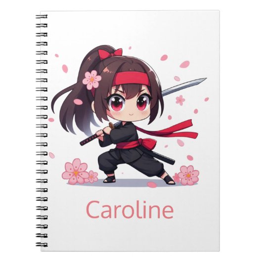 かわいい忍者戦士の花の女の子 ノートブック (正面)
