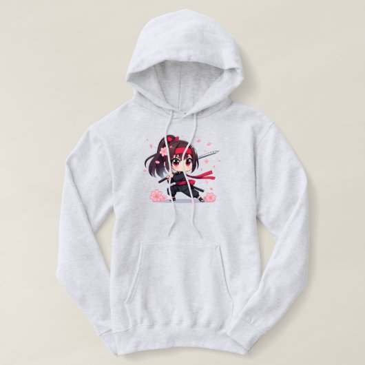 かわいい忍者戦士の花の女の子 パーカ (デザイン正面)