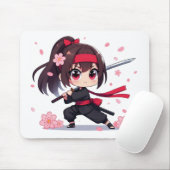 かわいい忍者戦士の花の女の子 マウスパッド (マウス)