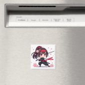 かわいい忍者戦士の花の女の子 マグネット (インサイチュ (食洗機))