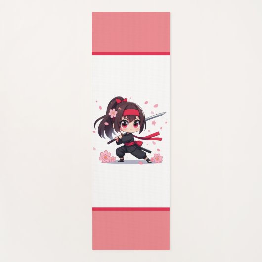 かわいい忍者戦士の花の女の子 ヨガマット (正面)