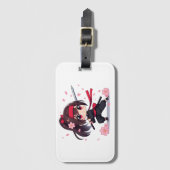 かわいい忍者戦士の花の女の子 ラゲッジタグ (正面縦)