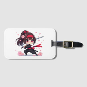 かわいい忍者戦士の花の女の子 ラゲッジタグ