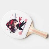 かわいい忍者戦士の花の女の子 卓球ラケット (横)