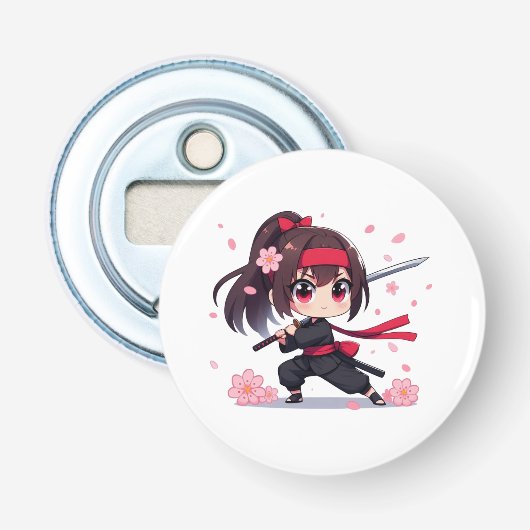 かわいい忍者戦士の花の女の子 栓抜き (正面)