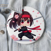 かわいい忍者戦士の花の女の子 缶バッジ (インサイチュ)