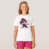 かわいい忍者戦士の花の女の子 Tシャツ (正面フル)