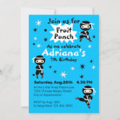 かわいい忍者戦士ガールズブルーバースデーパーティー 招待状 (正面)