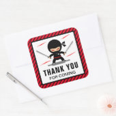 かわいい忍者戦士キッズの誕生日パーティーファーバー スクエアシール (封筒)