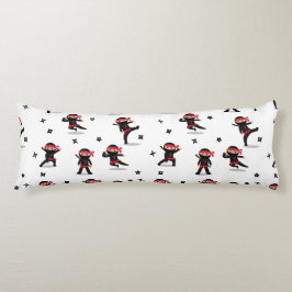 かわいい忍者戦士キッズブラック&レッドパターン ボディピロー