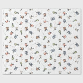 かわいい忍者戦士キッズホワイトバックグラウンド ラッピングペーパー (フラット)